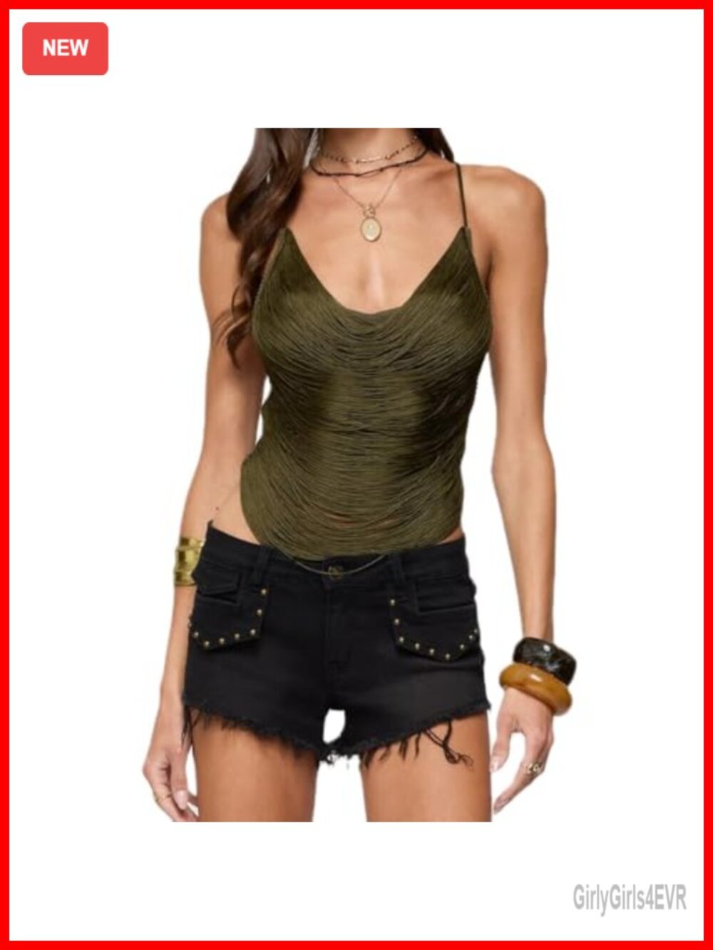 Fringe Cowl Neck Crop Top Y2K Tassel Sleeveless Backless Tank Top Rave Party
